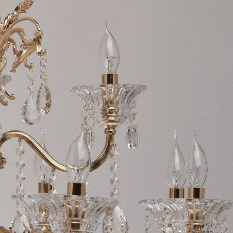 Chandelier doré crystal 12 ampoules 130 cm