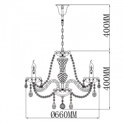 Chandelier doré crystal 8 ampoules 85 cm