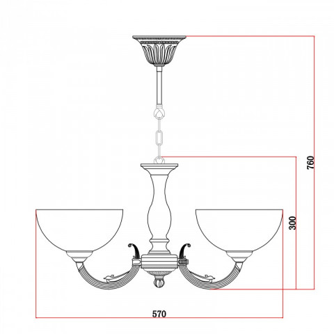 Chandelier laiton classic 3 ampoules 75 cm