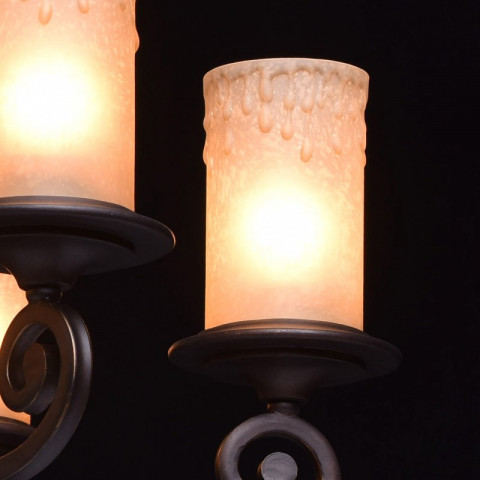 Chandelier marron country 6 ampoules 190 cm
