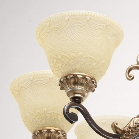 Chandelier marron country 6 ampoules 210 cm