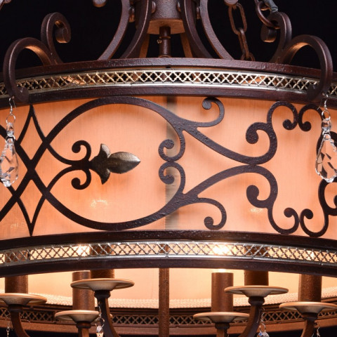 Chandelier marron country 6 ampoules 220 cm