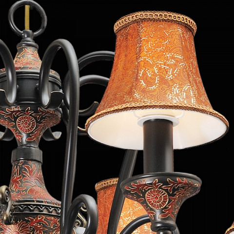 Chandelier marron country 8 ampoules 220 cm
