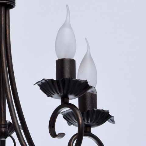 Chandelier noir country 5 ampoules 90 cm