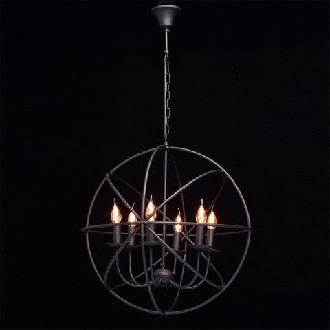 Chandelier noir country 6 ampoules 115 cm