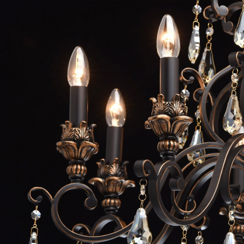 Chandelier noir country 8 ampoules 225 cm