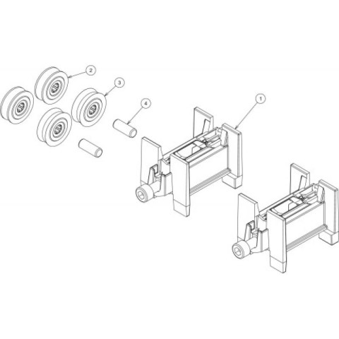 Chariot rénovation pour chassis coulissant en sachet de 2 pièces