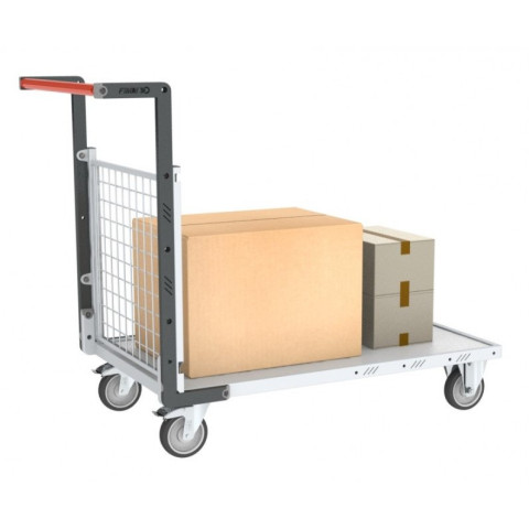 Chariot modulaire grillagé 1 dossier plateau bois 850 x 500 mm 250 kg roues TPE - 806724141