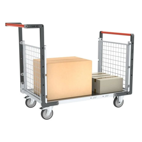 Chariot modulaire grillagé 2 dossiers plateau tôle galva 1000 x 600 mm 250 kg - 806724252