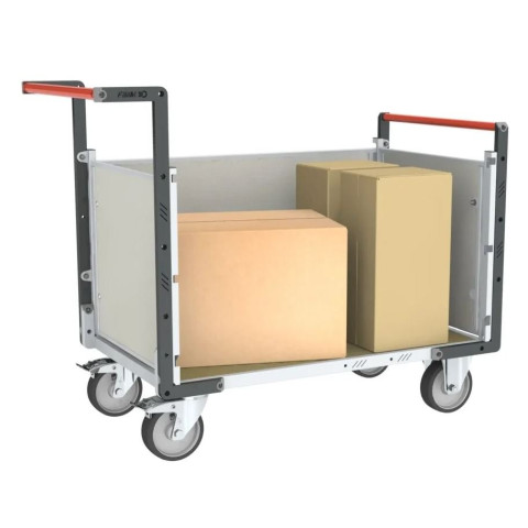 Chariot modulaire PP alvéolaire 2 dossiers + 1 ridelle plateau bois médium 1200 x 800 mm 500 kg - 806724674