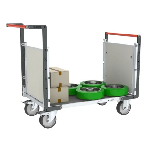 Chariot modulaire PP alvéolaire 2 dossiers plateau bois avec tapis caoutchouc 1000 x 600 mm 500 kg - 806724592