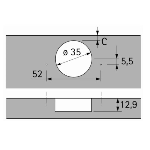 Charnière Sensys sans amortis. HETTICH Porte 15 à 32mm 110° porte rentrante à visser - 9091600
