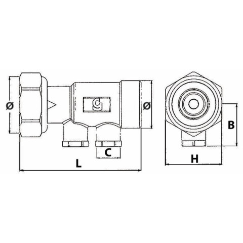 Clapet droit ft3/4"xm3/4" avec bouchon plastique long g1/4" - diff