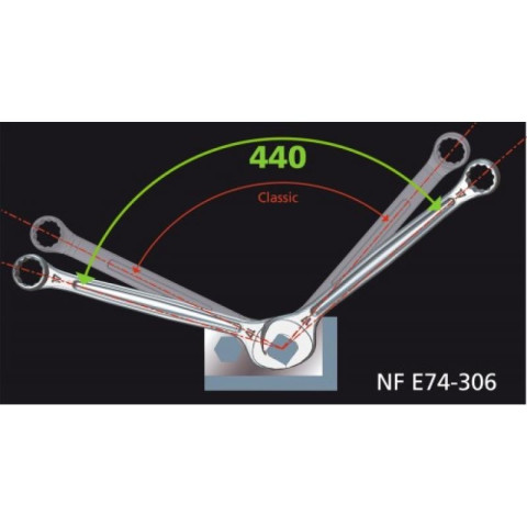 Clés mixtes 22 mm FACOM tête fourche OGV 12 pans - 440.22