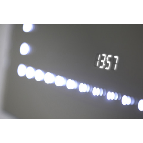 Miroir toilette horloge, rétrolumineux, bluetooth, anti-buée, capteur k185paud