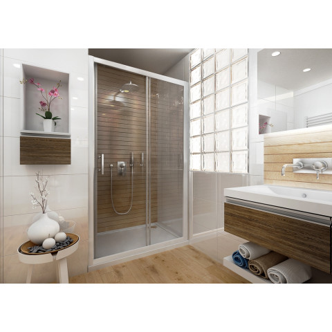Porte coulissante 2 éléments ancoswing, verre sécurité 5mm - Dimensions et couleur au choix