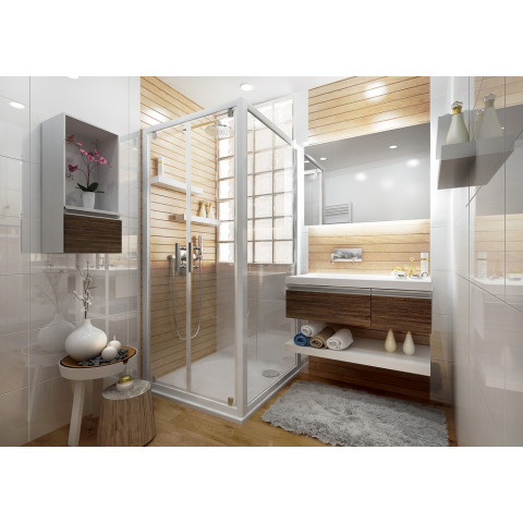 Paroi de douche fixe pour porte ancoswing en verre transparent 4mm - Dimensions et couleur au choix