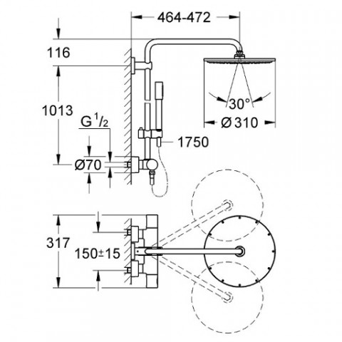 Grohe - colonne de douche thermostatique grohe rainshower system 310