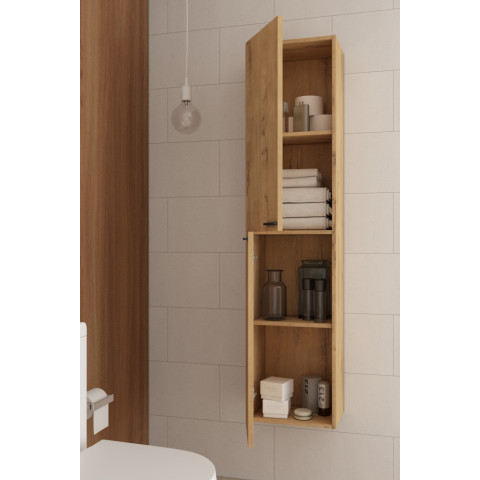 Ensemble meuble de salle de bain 120cm vasque déportée + colonne de rangement - king - roble (chêne clair)