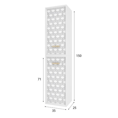 Colonne de salle de bain scandinave blanc à suspendre - h150xp25xl35cm - NORDIK TEGNINGER Aurlane - LAV486