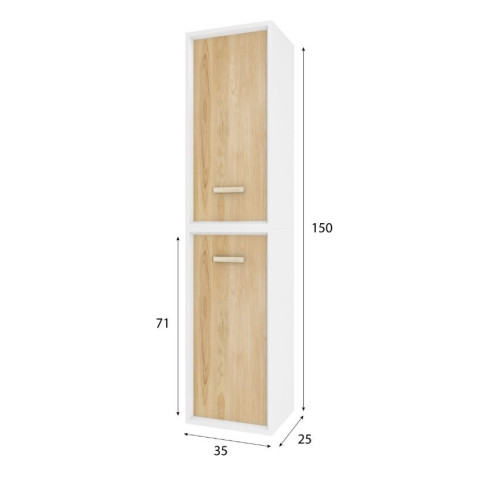 Colonne de salle de bain scandinave blanc à suspendre 151x35x24 - NORDIK NATURLIG Aurlane - LAV487