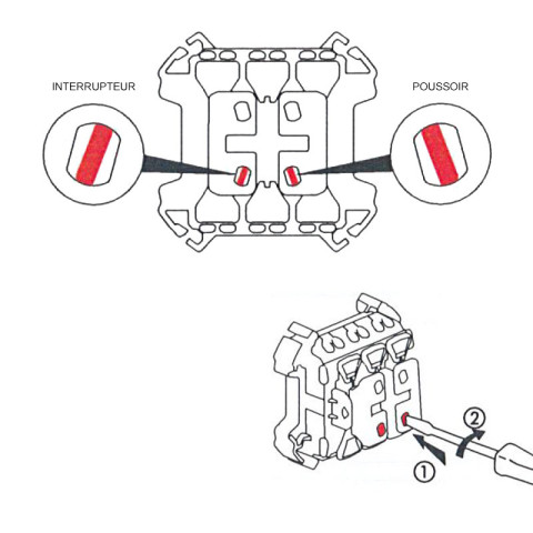 Commande double interrupteur ou poussoir plexo complet saillie blanc (069755l)