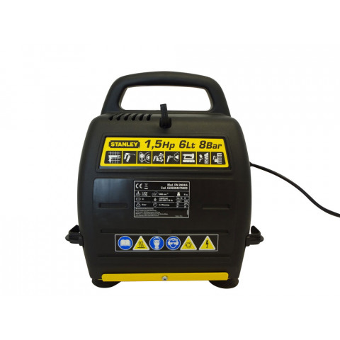 Compresseur sans huile Coaxial 6L 8 bar 1,5CV avec manomètre - DN 200/8/6 STANLEY 110400