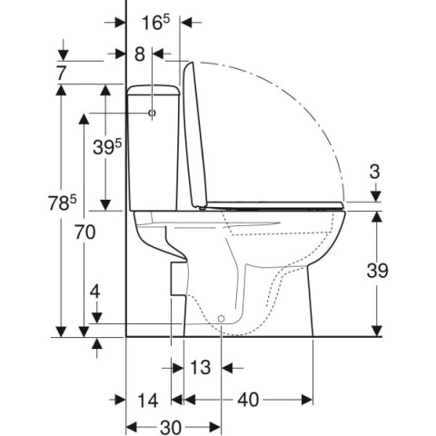 Pack WC au sol Renova avec réservoir attenant, sortie horizontale et abattant WC blanc
