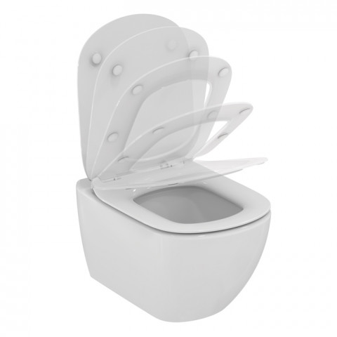 Ensemble cuvette WC suspendue Tési technologie AquaBlade® + abattant frein de chute Ideal Standard T354601 blanc