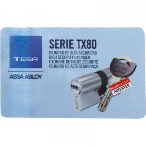 Cylindre double type tx80 vd en 40 x 40 laiton nickelé 5 clés