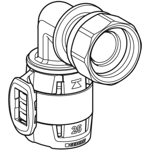 Coude raccord 90° FlowFit avec écrou de serrage - DN 20 / 25 - Ø 25 mm x G 1'' - GEBERIT - 620.694.00.1