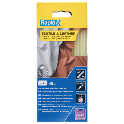 Bâtons de colle Textiles & Cuir 12 mm - RAPID - 5001419
