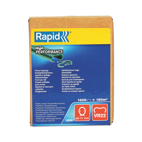 Agrafes grillage plastifiées vert VR22 - RAPID - Boîte carton 1600 - 40108811