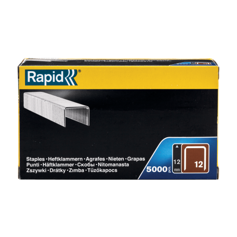 Agrafes en fil plat galvanisés n° 12/12 mm - 5000 pièces - Boite en carton - RAPID-ISABERG - 40100520