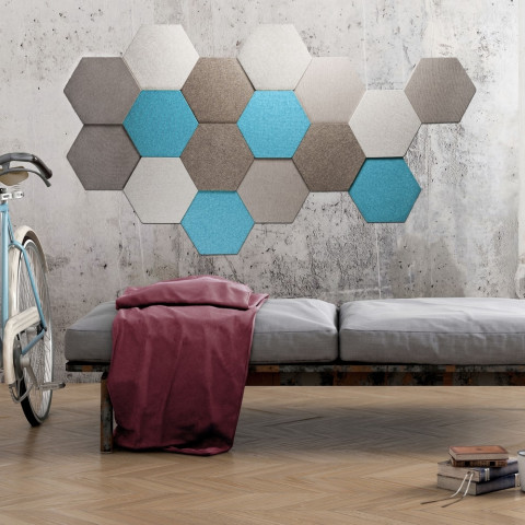 Panneau acoustique mural et plafond (décoratif design) - Epaisseur 12mm - Hexagone Bleu canard