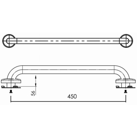 Barre d'appui inox 450 mm AKW recouvert d'époxy blanc - 01241WH-LS