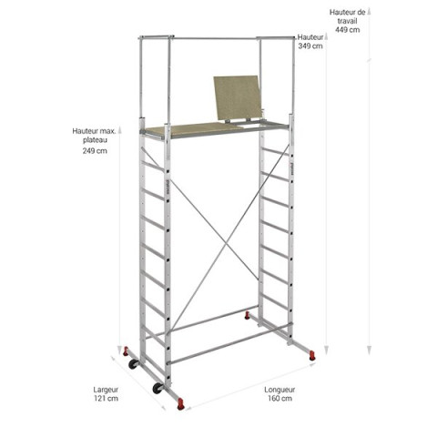 Echafaudage Nimbus 250 - Hauteur de travail 4m49 - Escalux - V18091