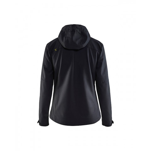Veste softshell capuche noir jaune fluo  49192517
