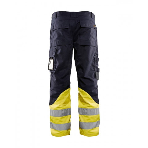 Pantalon multi inhérent e marine jaune fluo  14881512