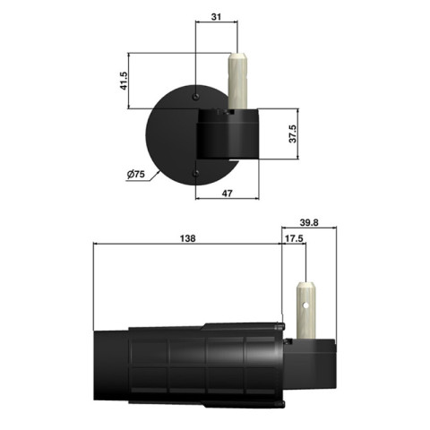 Double motorisation filaire wibat ø12 droite