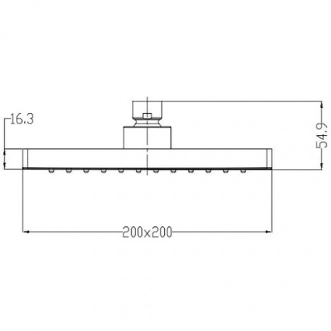 Pomme de douche seule carré en métal/ abs chromé, 200x200 mm