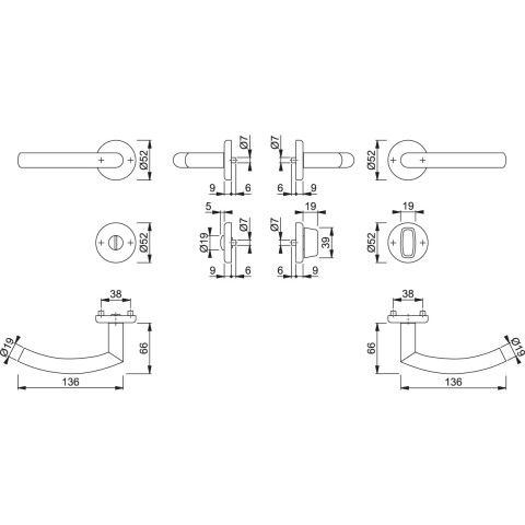 Poignée pour porte intérieure en inox sur rosace Alta BCC - Carré 38-42 mm - Inox mat - HOPPE - 3940647