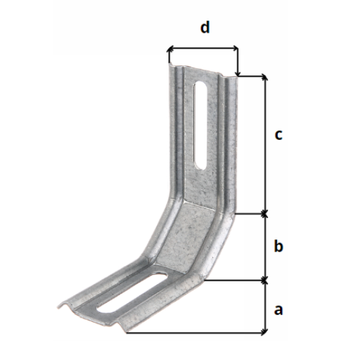 Equerre 3 pans 45 degrés 80x72x30 Galva Alberts - 341367