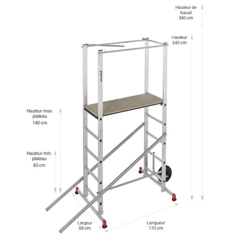 Echafaudage Hortus 140 - Hauteur de travail 3m50 - Escalux - V18073