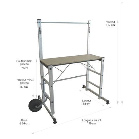 Echafaudage Hortus 90 - Hauteur de travail 2m89 - Escalux - V18074