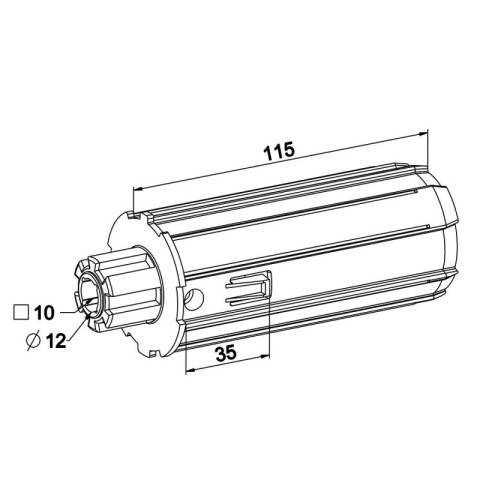 Embout d'axe pour tube zf 54 crabot mâle sur téton ø12 ou carré de 10