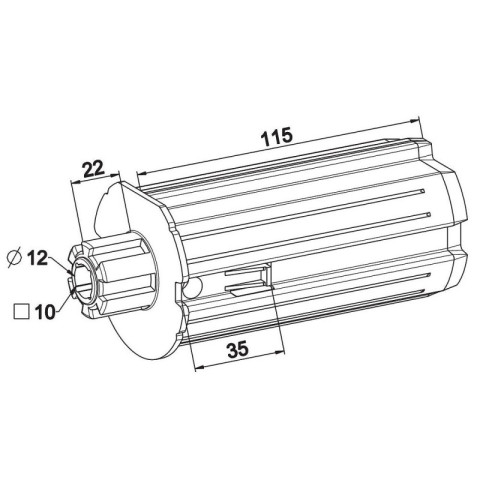 Embout d'axe pour tube zf 64 crabot mâle sur téton ø12 ou carré de 10