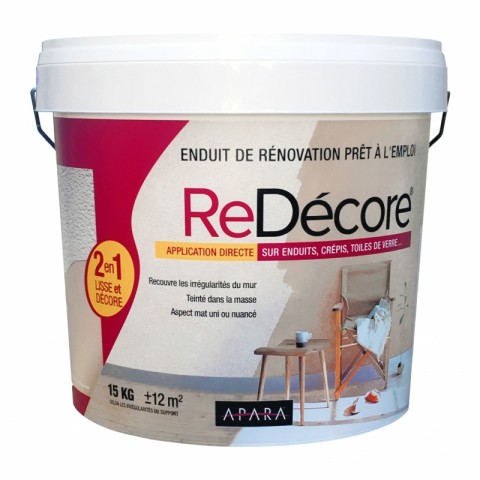 Enduit décoratif, rénovation rapide, 2 en 1, lisse et décore sur plâtre, peintures, crépis, fibres, toile de verre - Couleur et conditionnement au choix