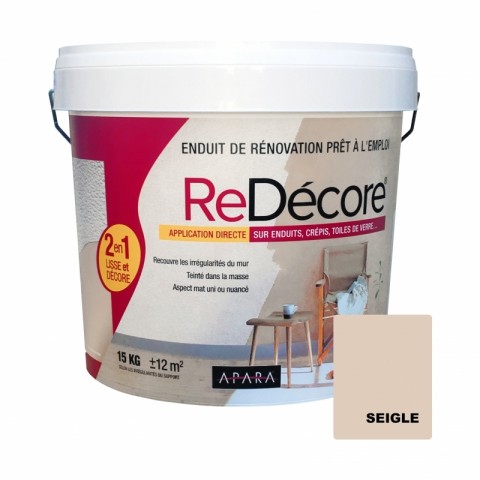 Enduit décoratif, rénovation rapide, 2 en 1, lisse et décore sur plâtre, peintures, crépis, fibres, toile de verre - Couleur et conditionnement au choix