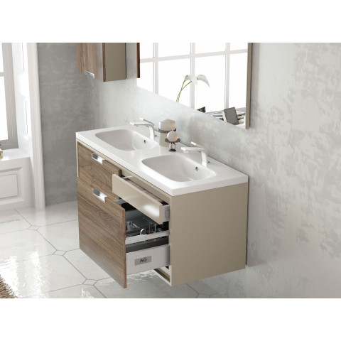 Ensemble de salle de bain future 05 120cm vison et noyer massif